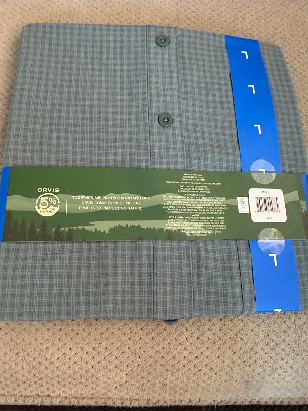 Orvis Short Sleeve Tech Shirt - Slate Blue Gray Plaid - Picture 4 of 4